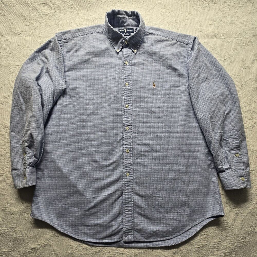 Ralph Lauren Blake Blue Plaid Heritage Shirt XL Country Club Embroidered Horse